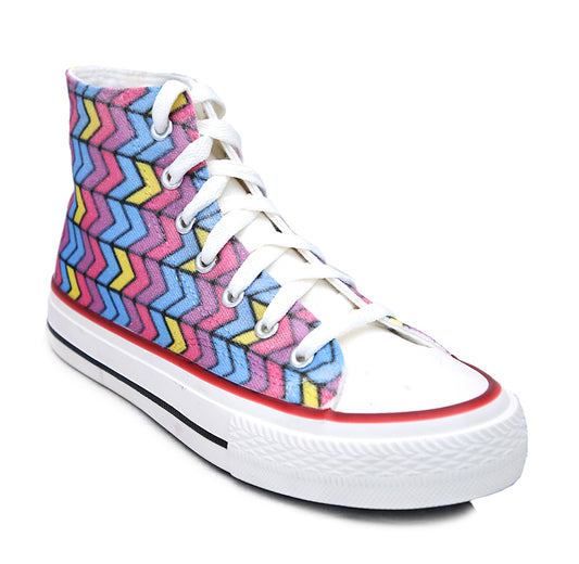Crowcia London Bohemian Rainbow Design High Top Sneakers