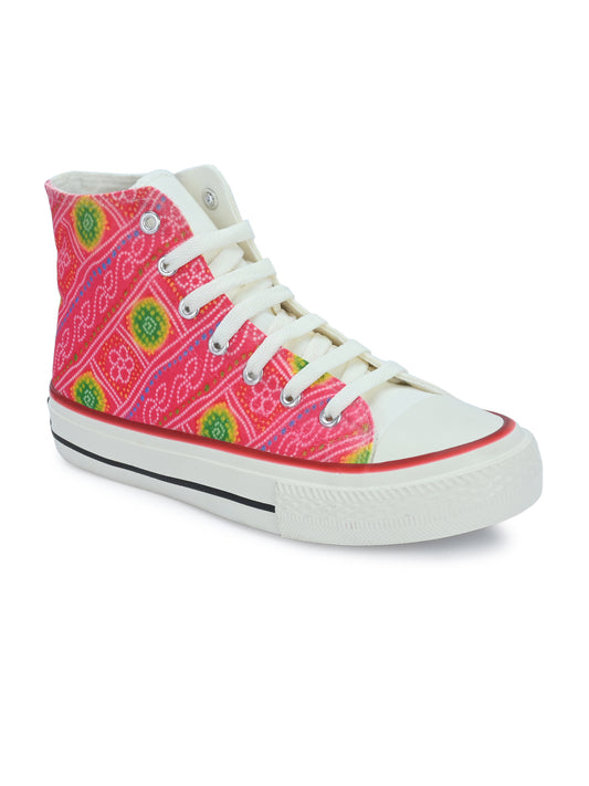Crowcia London Bandhej Pink High Top Sneakers