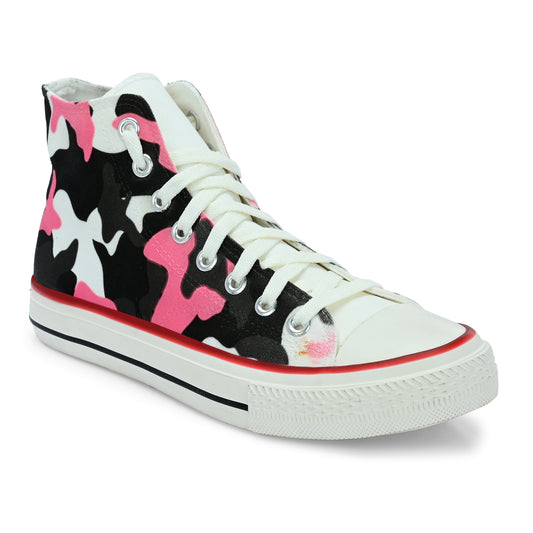 Crowcia London Camouflage Pink High Top Sneakers