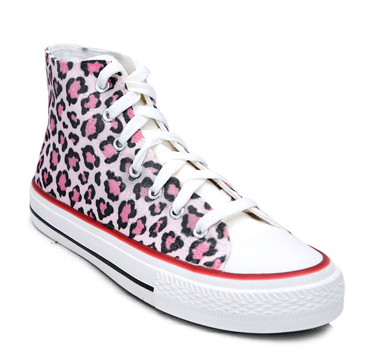 Crowcia London Pinky Leopard Design High Top Sneakers