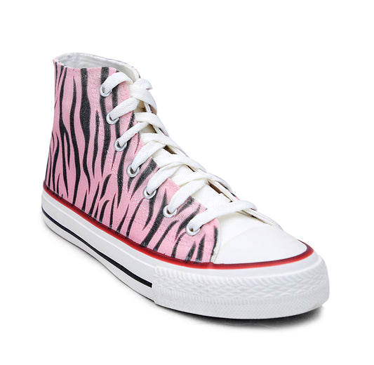 Crowcia London Pinky Zebra Design High Top Sneakers