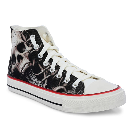 Crowcia London Perilous Skull Design High Top Sneakers