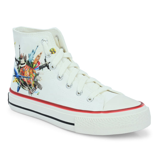Crowcia London Round The World Design High Top Sneakers