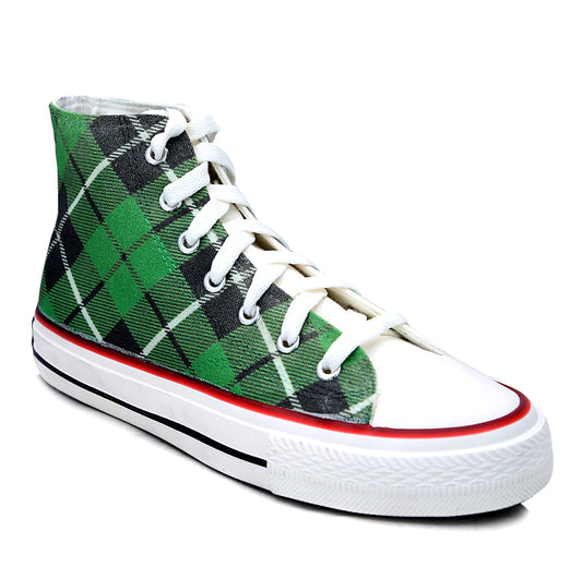 Crowcia London Scottish Greens Design High Top Sneakers