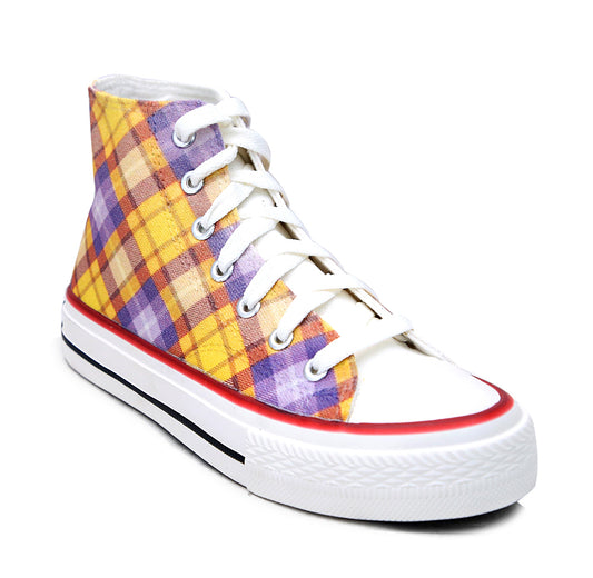 Crowcia London Scottish Orange Design High Top Sneakers