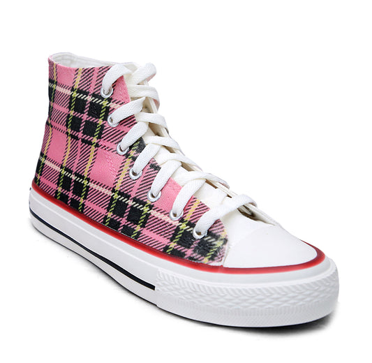 Crowcia London Scottish Queen Check Design High Top Sneakers