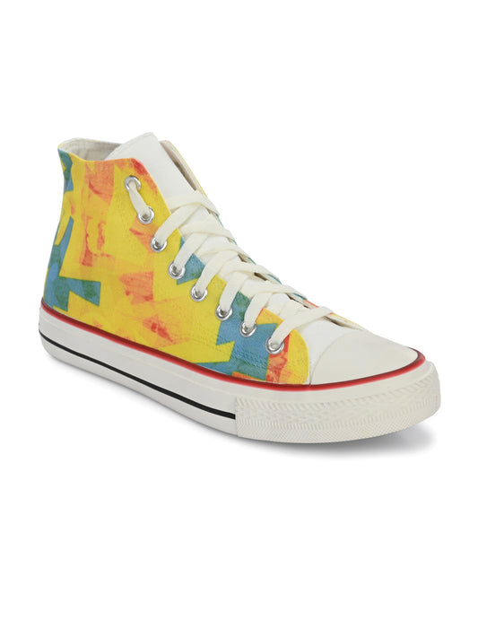 Crowcia London Yellow Yellow Design High Top Sneakers