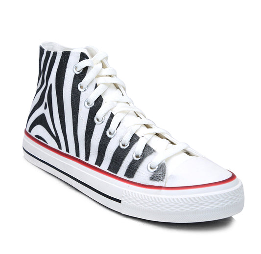 Crowcia London Zooly Zebra Design High Top Sneakers