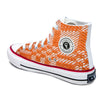 Crowcia London Orange n White Woven Fabric Design High Top Sneakers