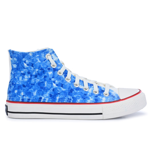 Crowcia London Aqua Mosiac Design High Top Sneakers