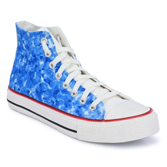 Crowcia London Aqua Mosiac Design High Top Sneakers