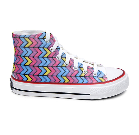 Crowcia London Bohemian Rainbow Design High Top Sneakers