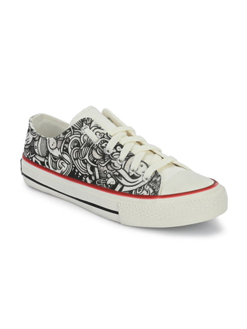 Crowcia London Black Graffiti Low Top Sneakers