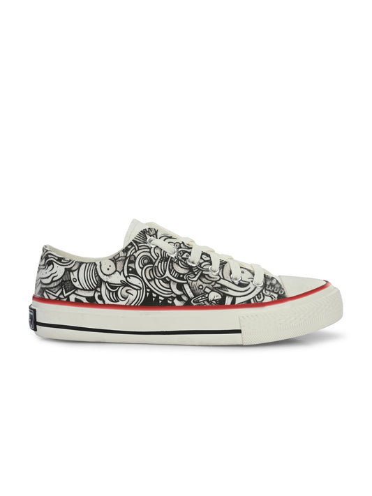 Crowcia London Black Graffiti Low Top Sneakers