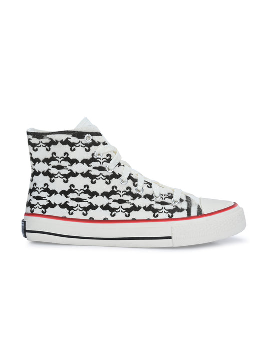 Crowcia London Black Horse Design High Top Sneakers