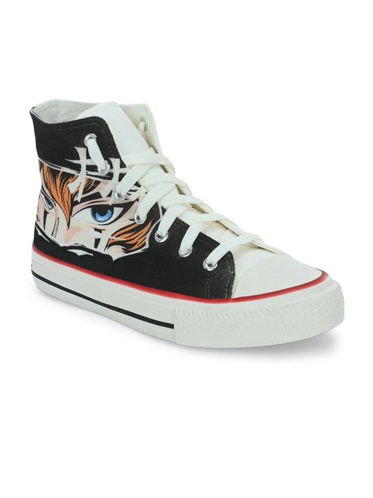 Crowcia London Blue Eyes Design High Top Sneakers