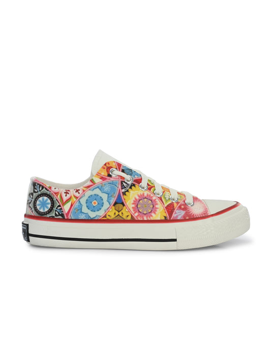 Crowcia London Bohemian Sunflower Design Low Top Sneakers