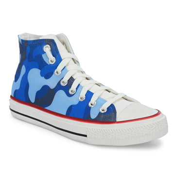 Crowcia London Camouflage Blue Design High Top Sneakers