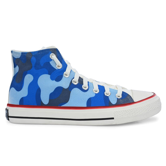 Crowcia London Camouflage Blue Design High Top Sneakers