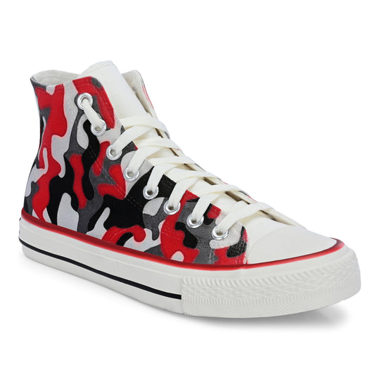 Crowcia London Camouflage Red Design High Top Sneakers