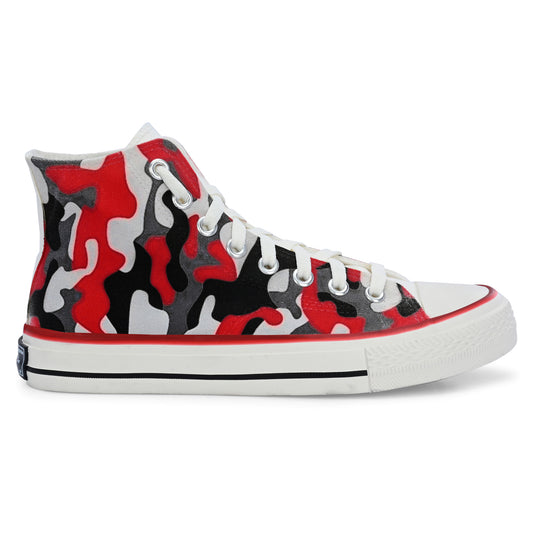 Crowcia London Camouflage Red Design High Top Sneakers