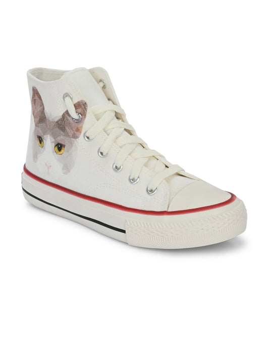 Crowcia London Cats Eye Design High Top Sneakers