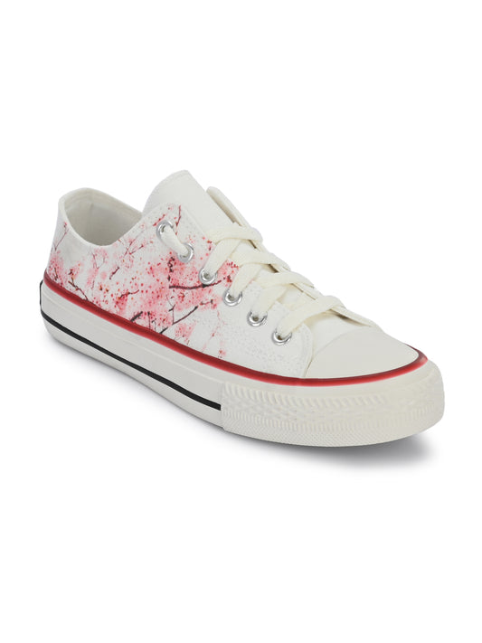 Crowcia London Cherry Blossom Design Low Top Sneakers