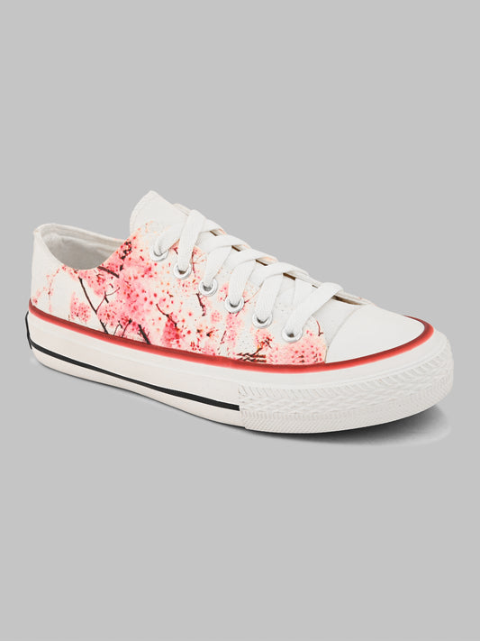 Crowcia London Cherry Blossom Design Low Top Sneakers