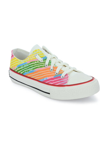 Crowcia London Colourful Leheriya Design Low Top Sneakers