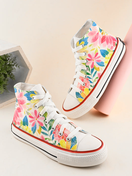 Crowcia London Daisies Design High Top Sneakers