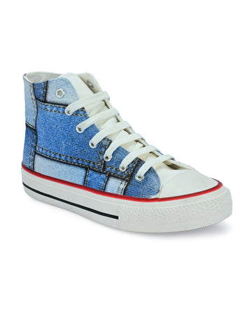 Crowcia London Denim Denim Design High Top Sneakers