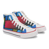 Crowcia London Denim Red Design High Top Sneakers