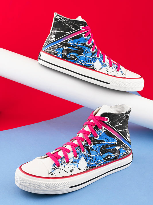 Crowcia London Electric Blue Vibe High Top Sneakers