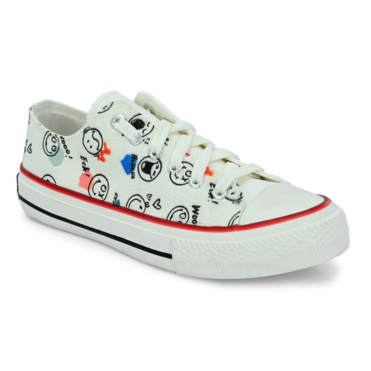 Crowcia London Emoji Smile Design Low Top Sneakers