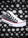 Crowcia London White Hole Design Low Top Sneakers