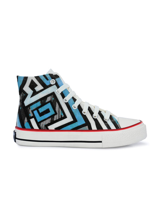 Crowcia London Flash Blue Design High Top Sneakers