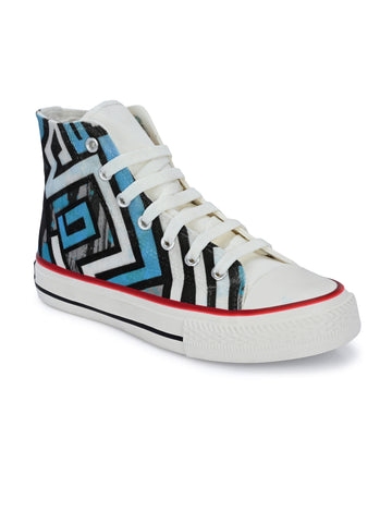 Crowcia London Flash Blue Design High Top Sneakers