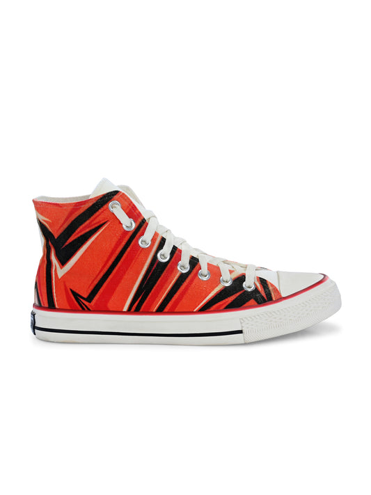 Crowcia London Flash Orange Design High Top Sneakers