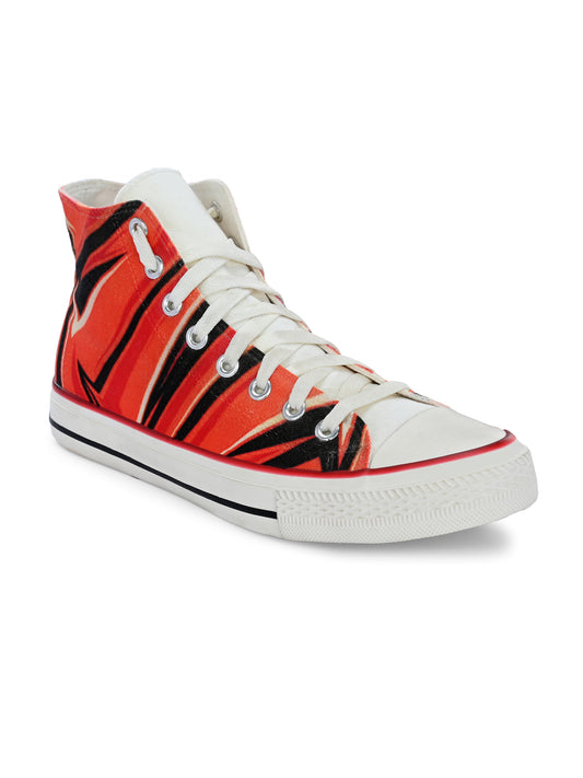 Crowcia London Flash Orange Design High Top Sneakers