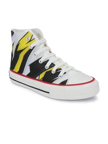 Crowcia London Flash Yellow Design High Top Sneakers