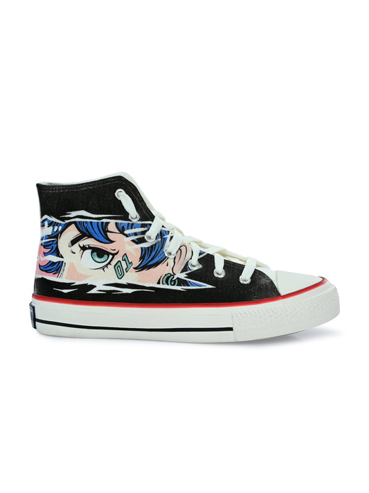 Crowcia London Green Eyes Design High Top Sneakers