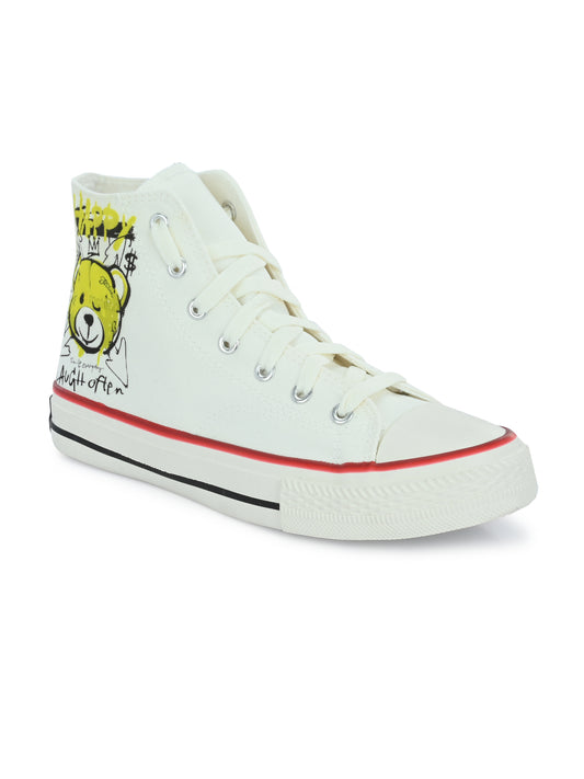 Crowcia London Happy Bear Design High Top Sneakers