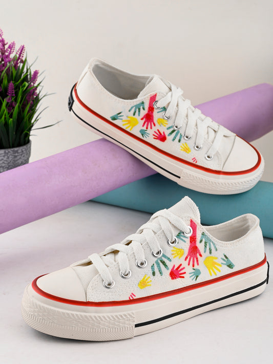 Crowcia London Helping Hands Design Low Top Sneakers