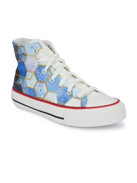 Crowcia London Hexagon Design High Top Sneakers