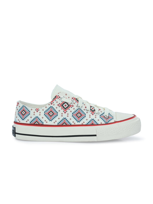 Crowcia London Ikat Ethnic Design Low Top Sneakers