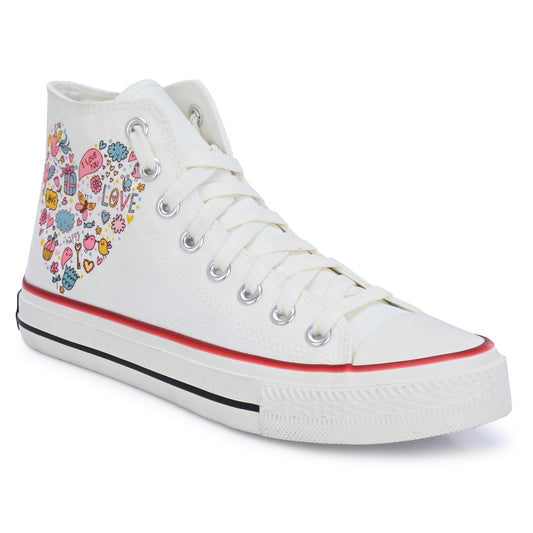 Crowcia London Joyful Heart Design High Top Sneakers