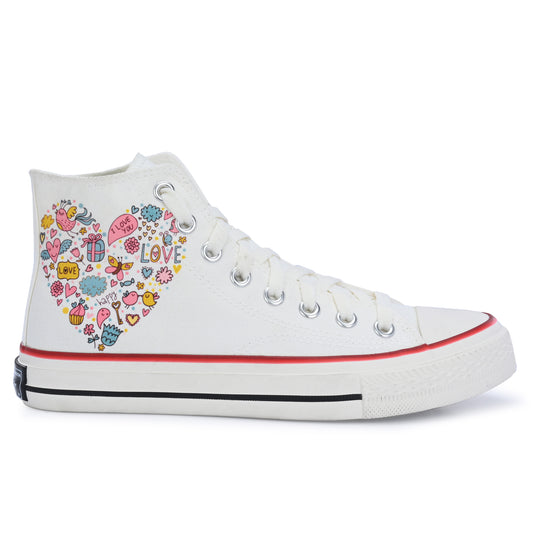 Crowcia London Joyful Heart Design High Top Sneakers