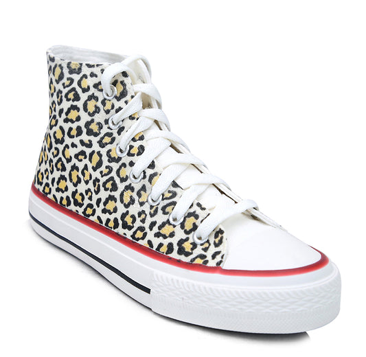 Crowcia London Morning Leopard Design High Top Sneakers