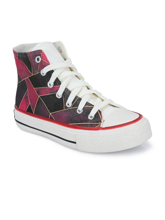 Crowcia London Magenta Marvel Design High Top Sneakers