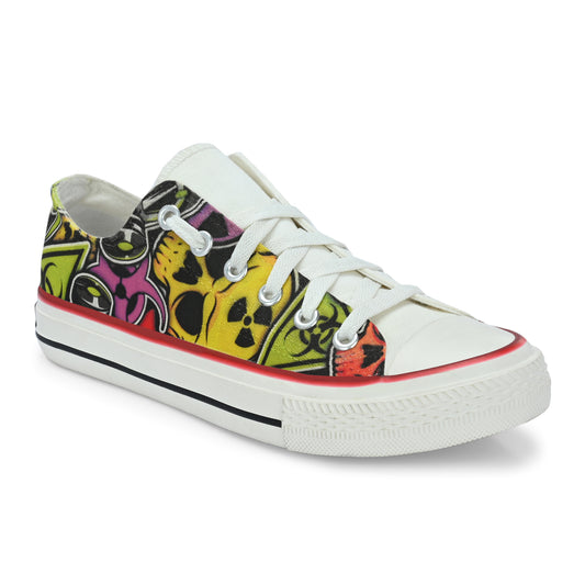 Crowcia London Nuclear Skull Design Low Top Sneakers